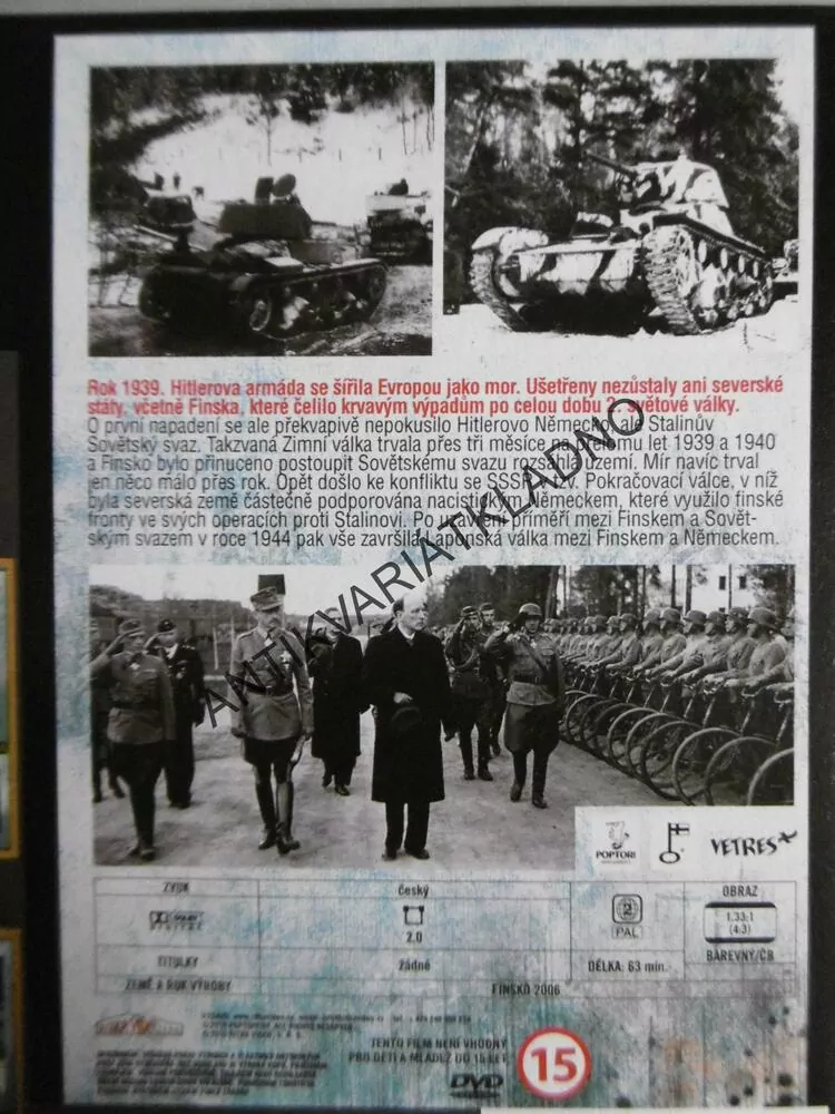 FINSKÁ VÁLKA 1939-45,VÁLKA SEVERU, DOKUMENT DVD FILM 2.SVĚT.VÁLKA