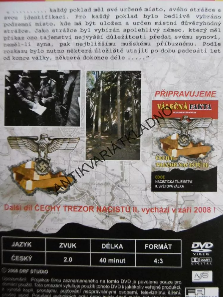 VÁLEČNÁ FAKTA, ČECHY TREZOR NACISTŮ 1., DOKUMENT DVD FILM 2.SVĚT.VÁLKA