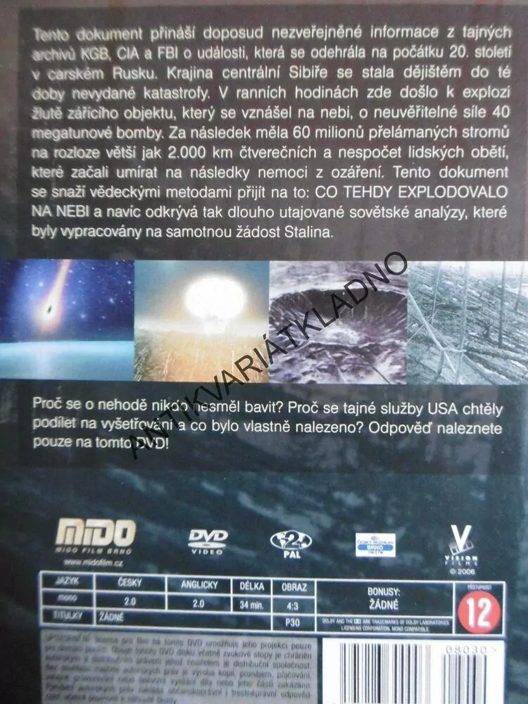 TUNGUSKÁ ZÁHADA, UFO, VESMÍR,FBI, DOKUMENT DVD FILM