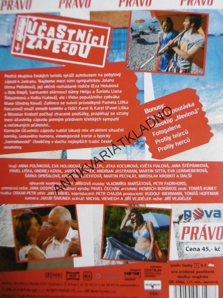 ÚČASTNÍCI ZÁJEZDU, POLÍVKOVÁ, HOLUBOVÁ,KLEPL, DVD FILM