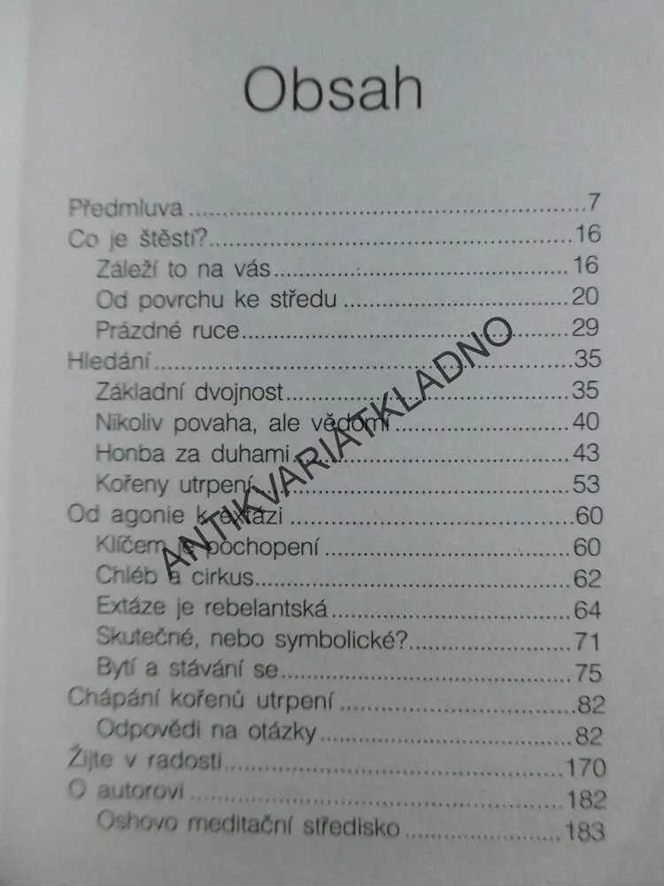 RADOST, ŠTĚSTÍ, JEŽ PRAMENÍ Z NITRA, OSHO, **an