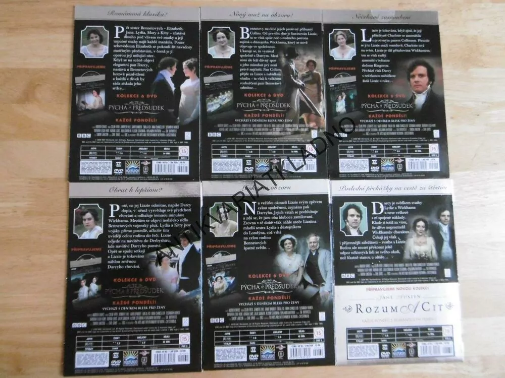 ROMANCE JANE AUSTEN, PÝCHA A PŘEDSUDEK, 1. - 6., 6 X DVD FILM