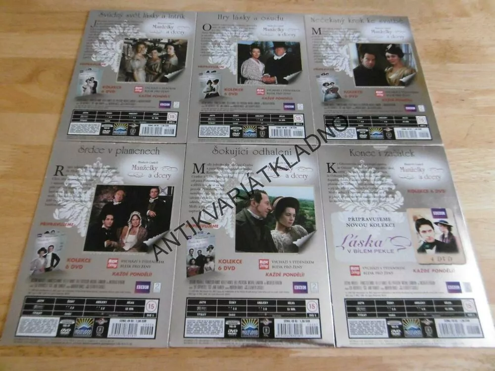ROMANCE ELIZABETH GASKELL, MANŽELKY A DCERY, 1. - 6., 6 X DVD FILM