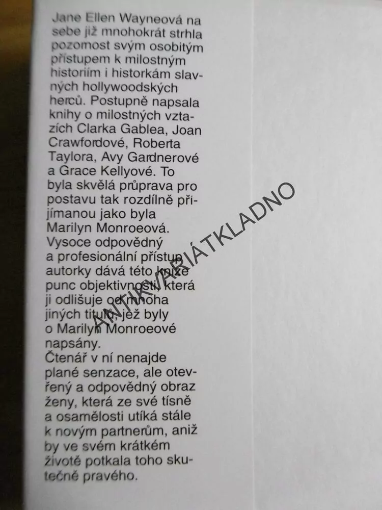 VŠICHNI MUŽI MARILYN MONROE, HEREČKA, FILM, J.E.WAYNEOVÁ
