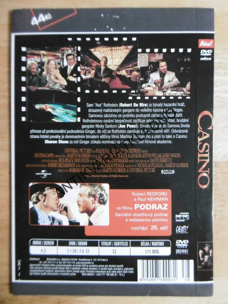 CASINO, ROBERT DE NIRO, SHARON STONE, DVD FILM