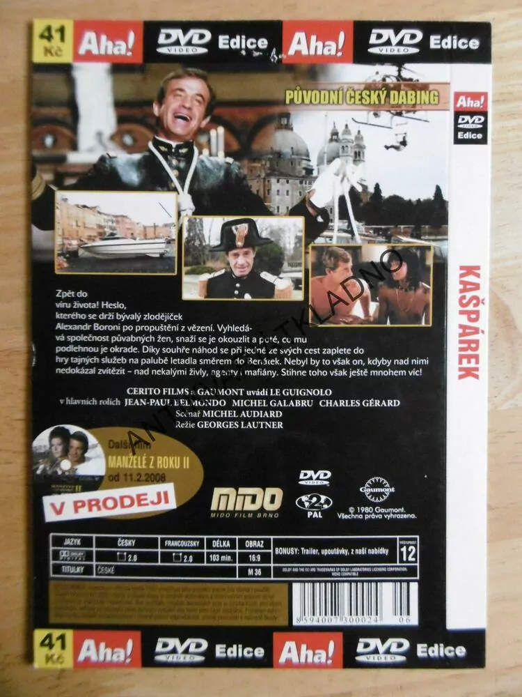 KAŠPÁREK, ZLODĚJ AGENTEM, JEAN PAUL BELMONDO, DVD FILM