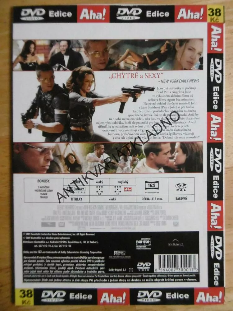 MR. AND MRS. SMITH, PAN A PANÍ SMITHOVI, BRAD PITT, ANGELINA JOLIE, DVD FILM