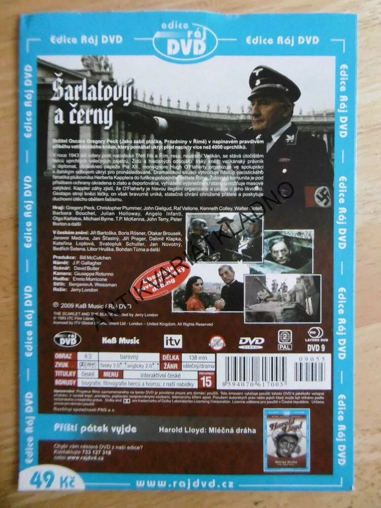 ŠARLATOVÝ A ČERNÝ, DVD FILM