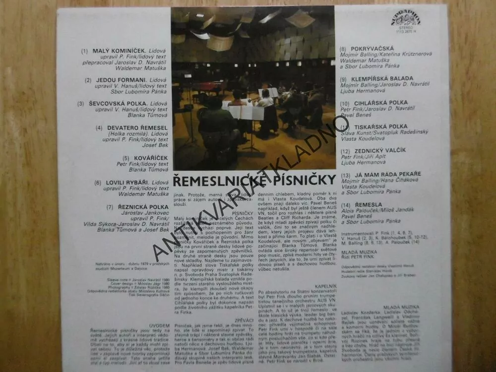 GRAMODESKA - ŘEMESLNICKÉ PÍSNIČKY, MATUŠKA, BEK, BENEŠ AJ.
