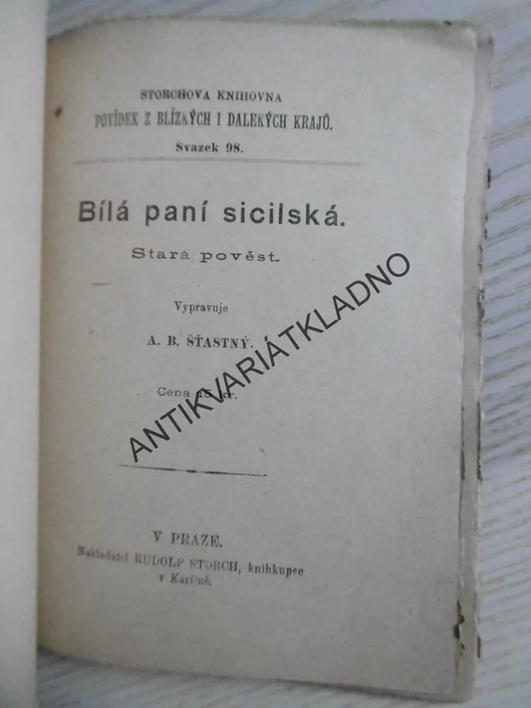 BÍLÁ PANÍ SICILSKÁ, POVÍDKY, STORCHOVA KNIHOVNA