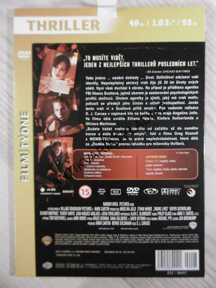 ZLODĚJ ŽIVOTŮ, DVD FILM 