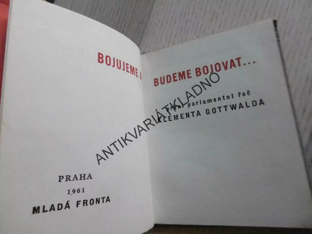 ÚKOLY ORGANIZACÍ MLÁDEŽE, V.I.LENIN, KG BOJUJEME A BUDEME BOJOVAT, KLEMENT GOTWALD, 1961, MINIKNIHA