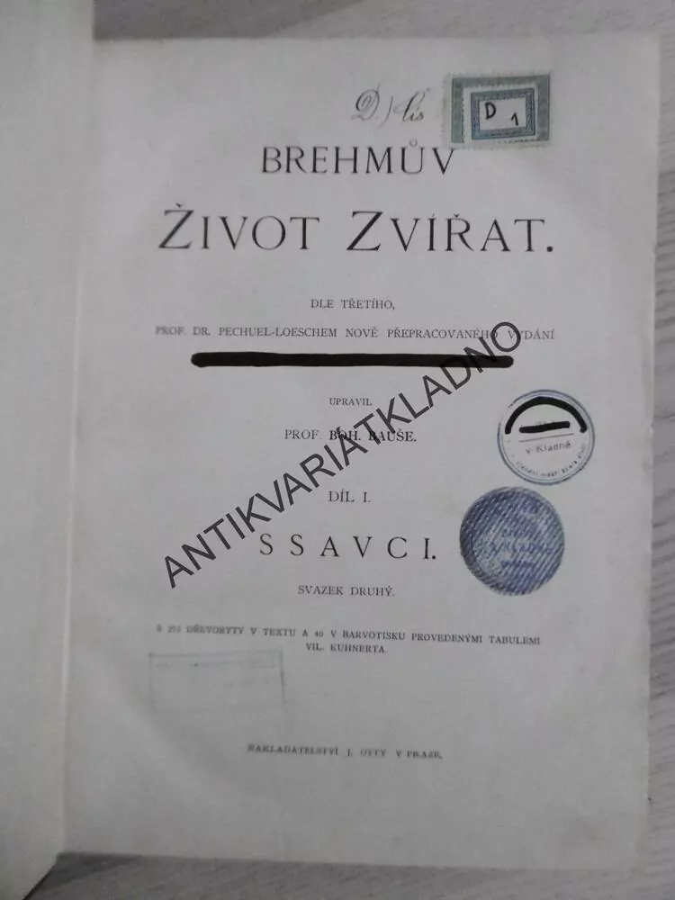 BREHM, BREHMŮV ŽIVOT ZVÍŘAT 1., SAVCI.2. **an