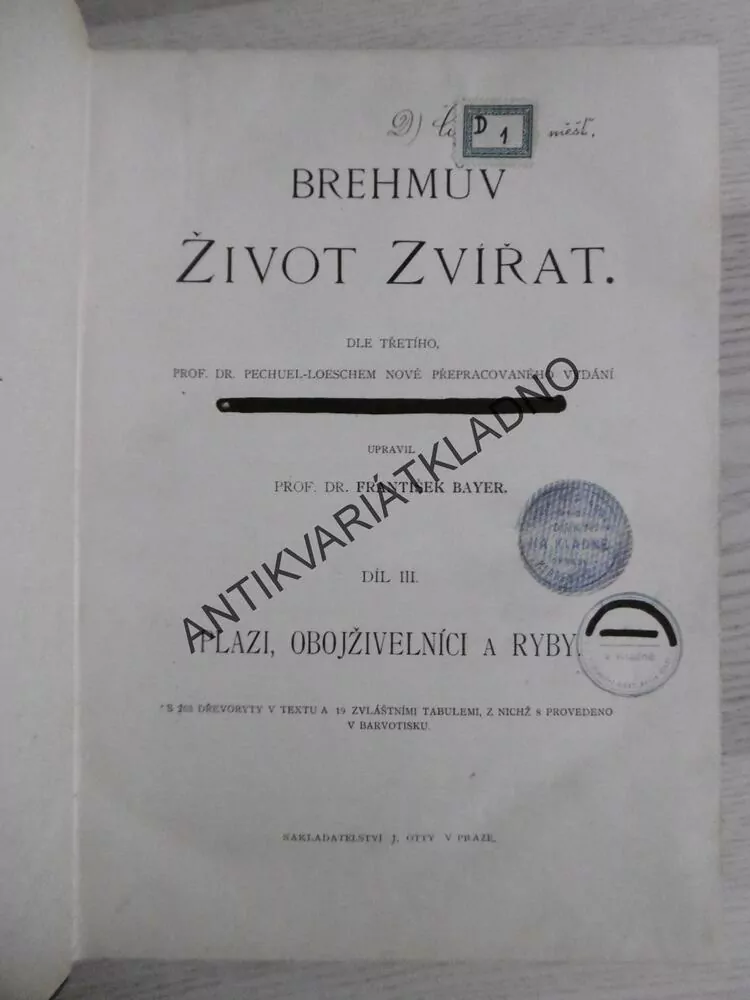 BREHM, BREHMŮV ŽIVOT ZVÍŘAT 3., PLAZI, **an