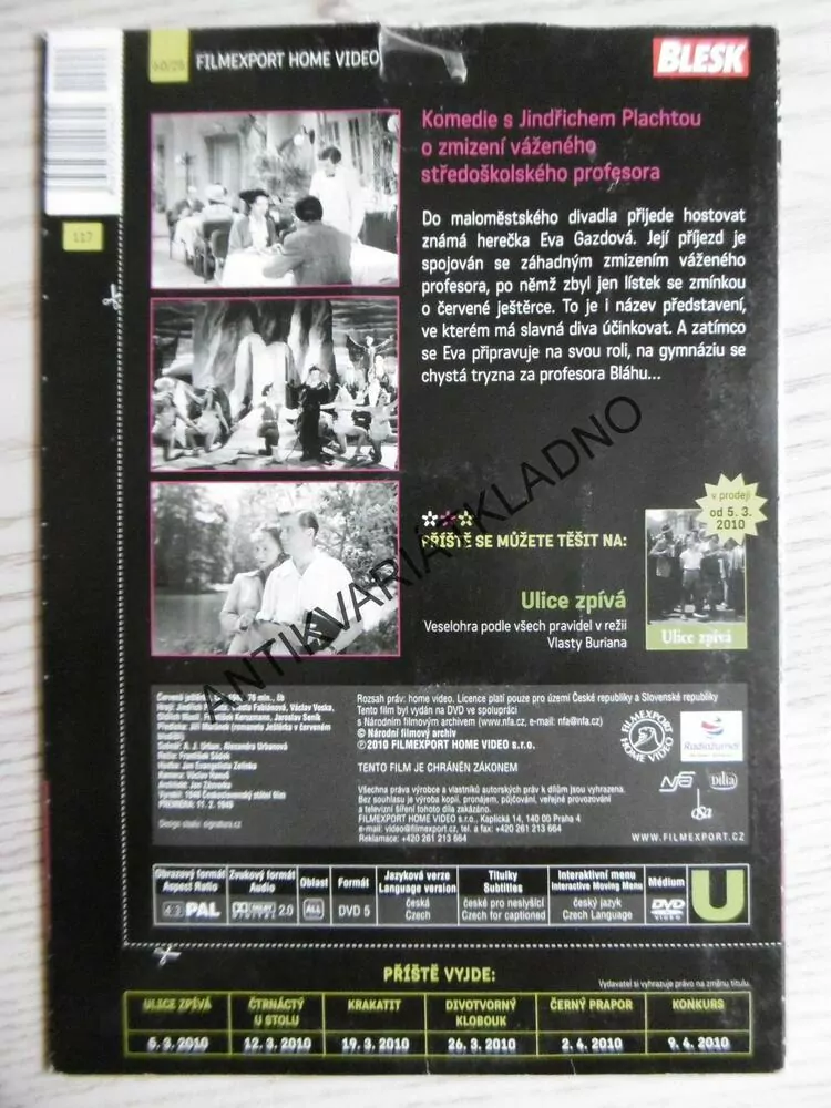 ČERVENÁ JEŠTĚRKA, DVD FILM ČR