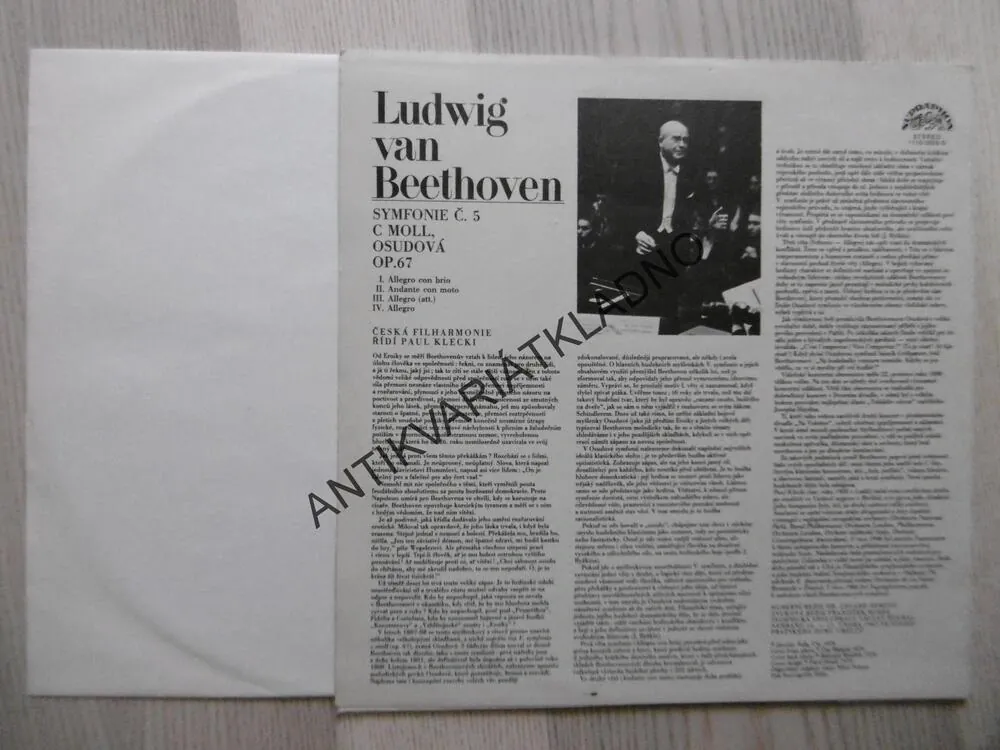 LUDWIG VAN BEETHOVEN, 5.SYMFONIE C MOLL OSUDOVÁ, KLECKI,, LP
