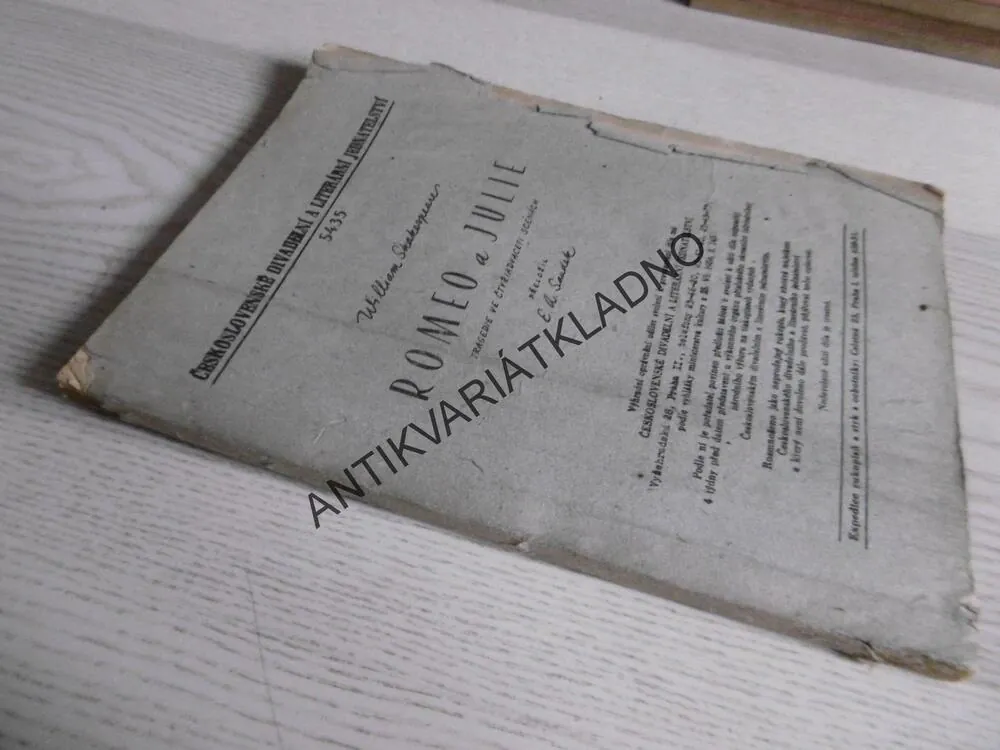 ROMEO A JULIE, DIVADLO KOMEDIE O 4 DĚJSTVÍCH, SCÉNÁŘ, 1954, **an
