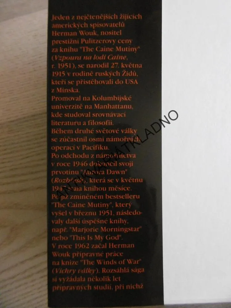 VICHRY VÁLKY, HERMAN WOUK, 2 KNIHY, 1. - 3. DÍL, **an
