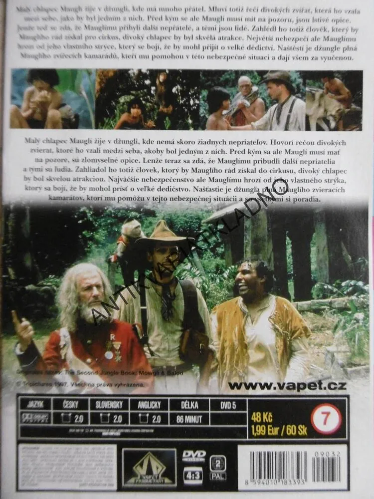 KNIHA DŽUNGLÍ, MAUGLÍ A BALÚ, DVD FILM