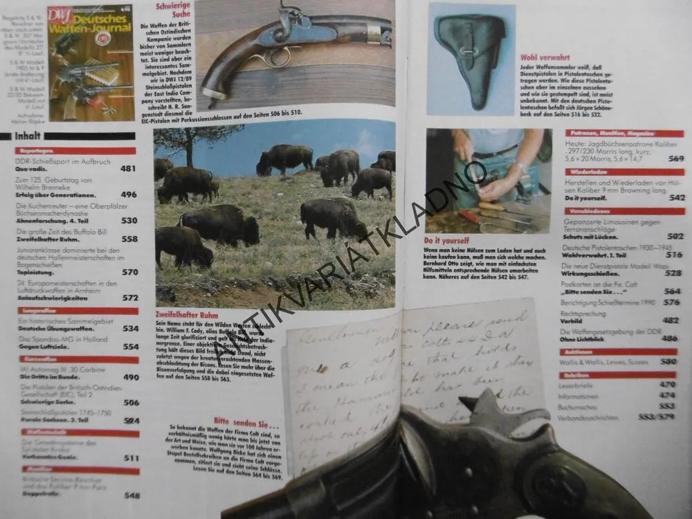 DWJ -DEUTSCHES WAFFEN-JOURNAL, 4/90, NĚMECKY, ČASOPIS ,ZBRANĚ, 
