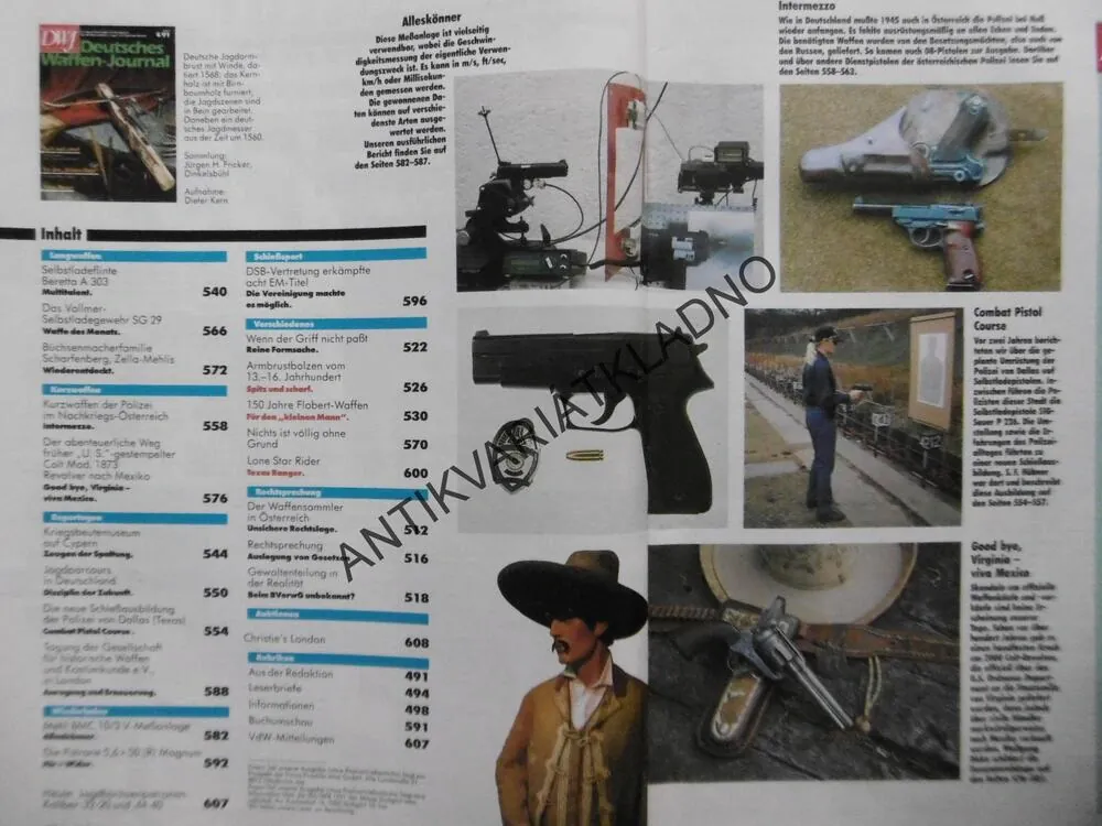 DWJ -DEUTSCHES WAFFEN-JOURNAL, 4/91, NĚMECKY, ČASOPIS ,ZBRANĚ, 