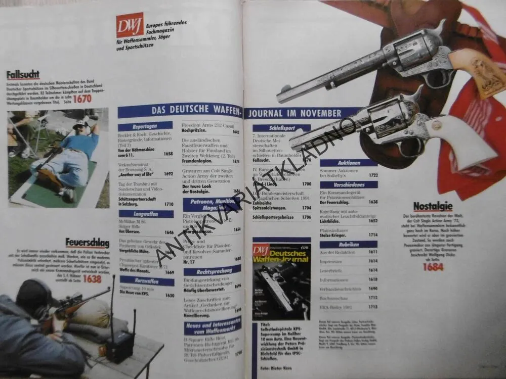 DWJ -DEUTSCHES WAFFEN-JOURNAL, 11/91, NĚMECKY, ČASOPIS ,ZBRANĚ, 