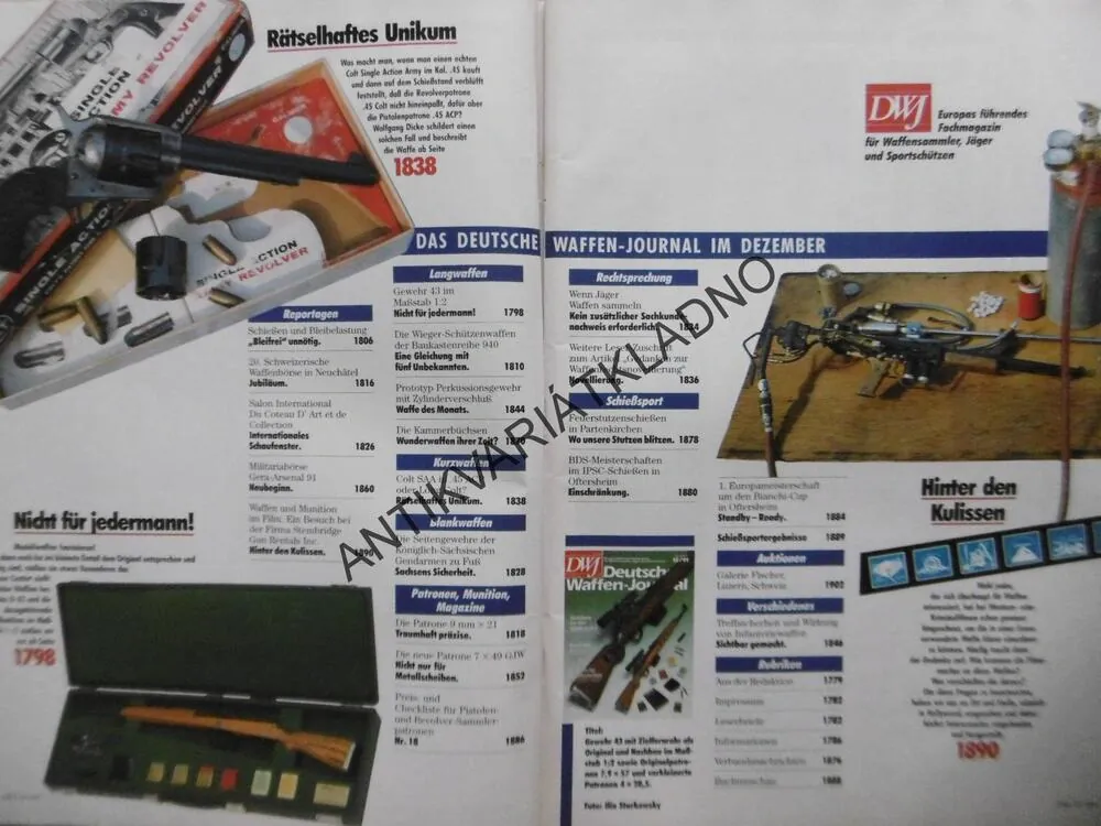 DWJ -DEUTSCHES WAFFEN-JOURNAL, 12/91, NĚMECKY, ČASOPIS ,ZBRANĚ, 