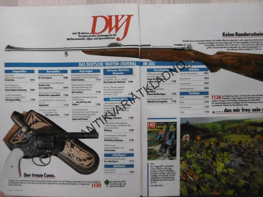 DWJ -DEUTSCHES WAFFEN-JOURNAL, 7/93, NĚMECKY, ČASOPIS ,ZBRANĚ, 