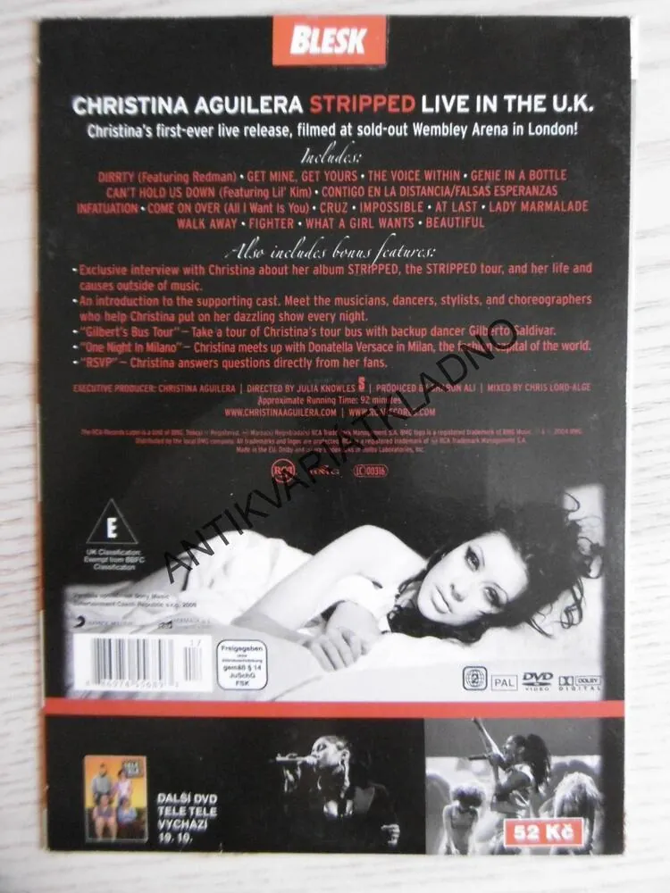 CHRISTINA AGUILERA, STRIPPED LIVE IN THE U. K., DVD HUDBA