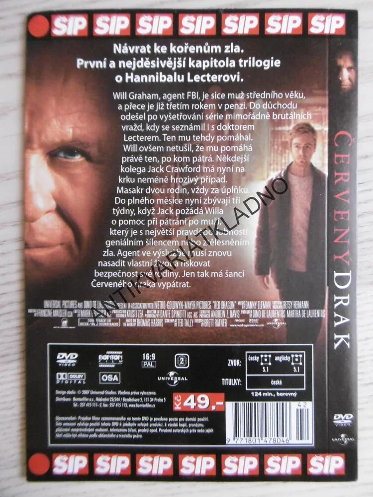 ČERVENÝ DRAK, DVD FILM
