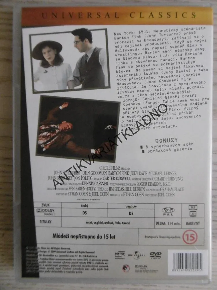 BARTON FINK, JOHN GOODMAN, DVD FILM
