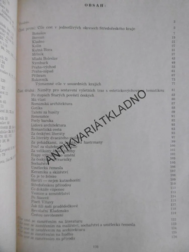 ESTETICKOVÝCHOVNÉ VÝLETY VE STŘEDOČESKÉM KRAJI, 1987,  **an 