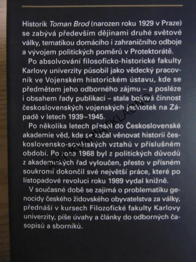 OSUDNÝ OMYL EDVARDA BENEŠE, TOMAN BROD, **an