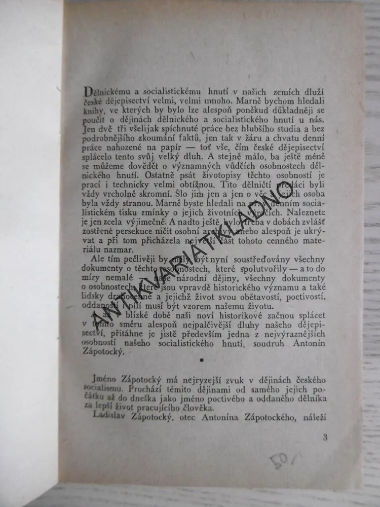 NOVÁ ODBOROVÁ POLITIKA, ANTONÍN ZÁPOTOCKÝ, **an