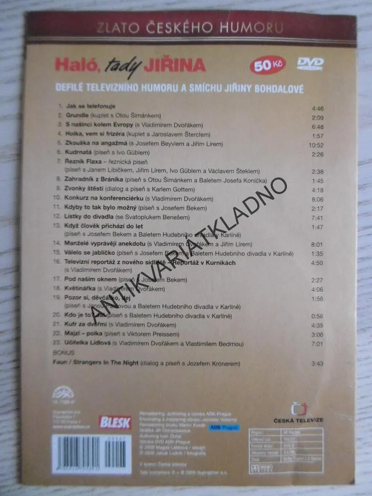 HALÓ, TADY JIŘINA, DVD FILM