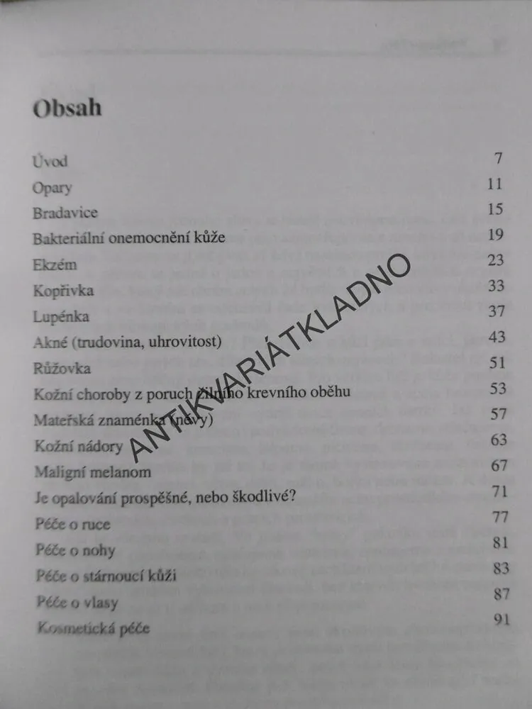 NEMOCI KŮŽE, PREVENCE A LÉČBA V KOSTCE, FRANTIŠEK VOSMÍK, **an