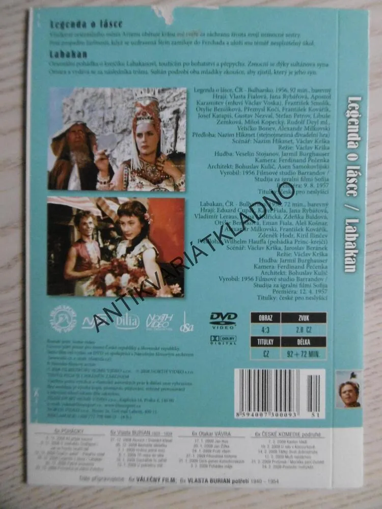 LEGENDA O LÁSCE, LABAKAN, ČESKÉ POHÁDKY, DVD FILM 