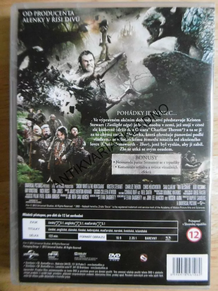 SNĚHURKA A LOVEC, THERON, HEMSWORTH, DVD FILM