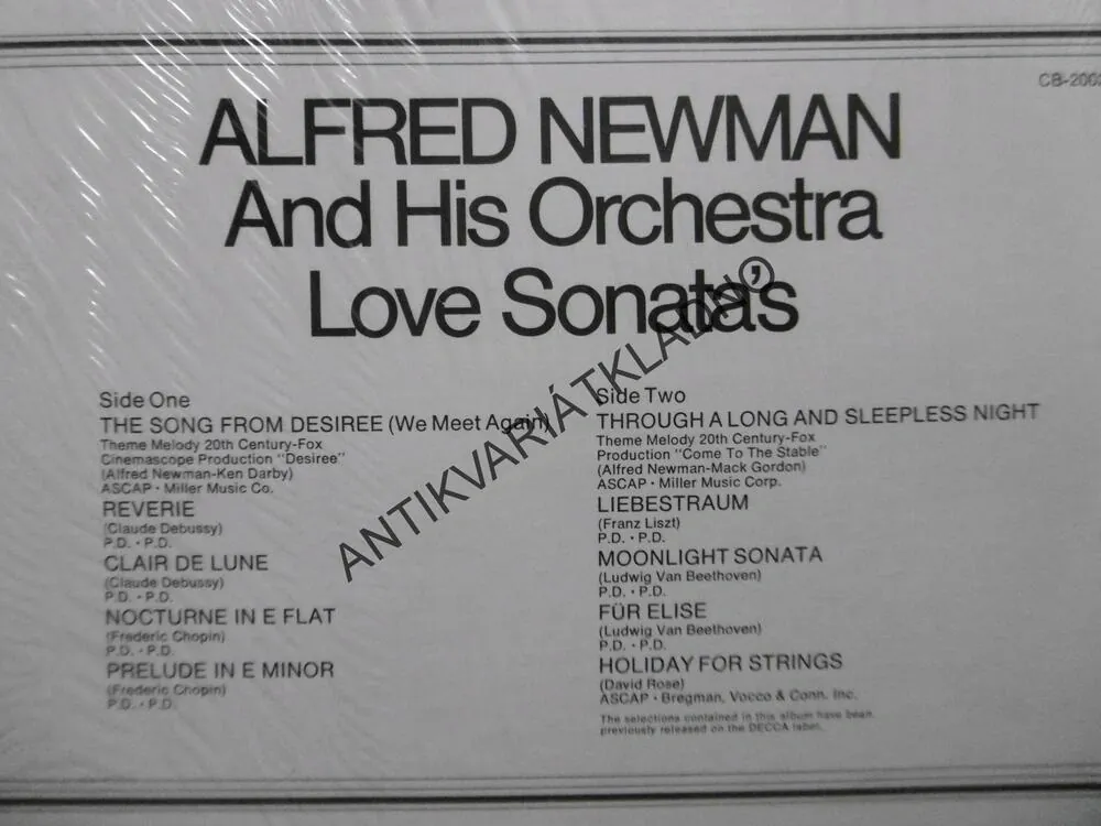 ALFRED NEWMAN, LOVE SONATAS ,LP