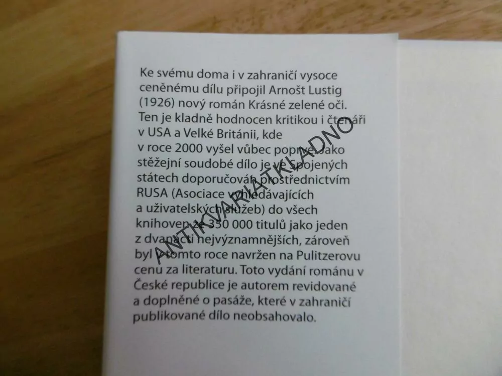 KRÁSNÉ ZELENÉ OČI, ARNOŠT LUSTIG, 