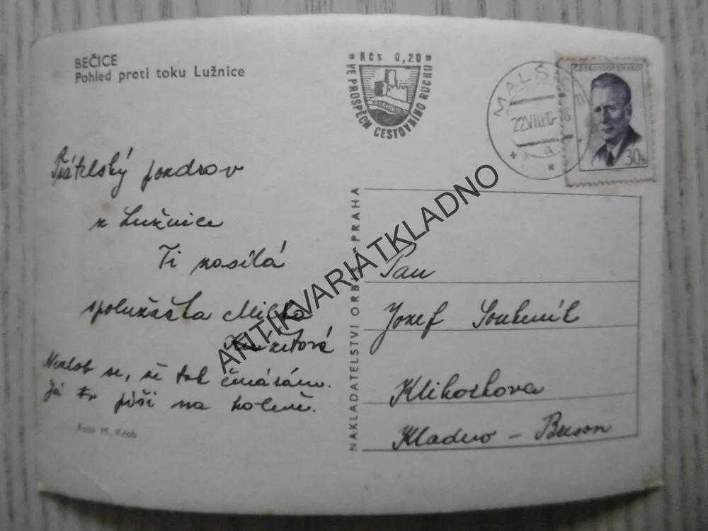 BEČICE, POHLED PROTI TOKU LUŽNICE, 1960, OKRES TÁBOR