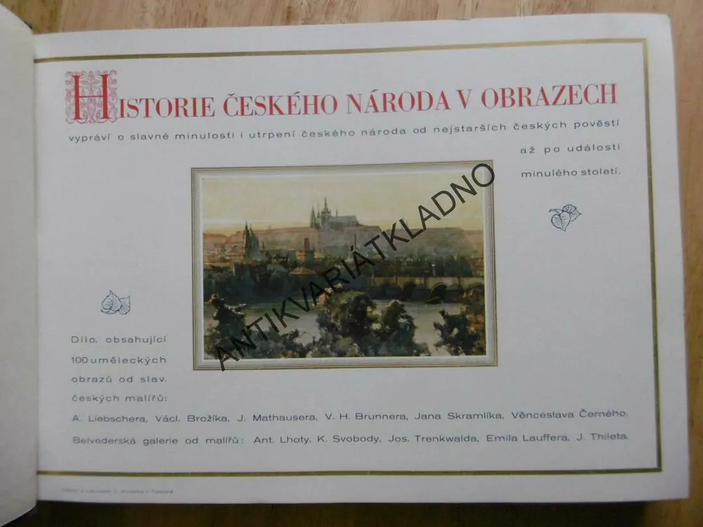 VDĚČNÉMU NÁRODU, HISTORIE ČESKÉHO NÁRODA V OBRAZECH, BROŽÍK, ČERNÝ AJ.