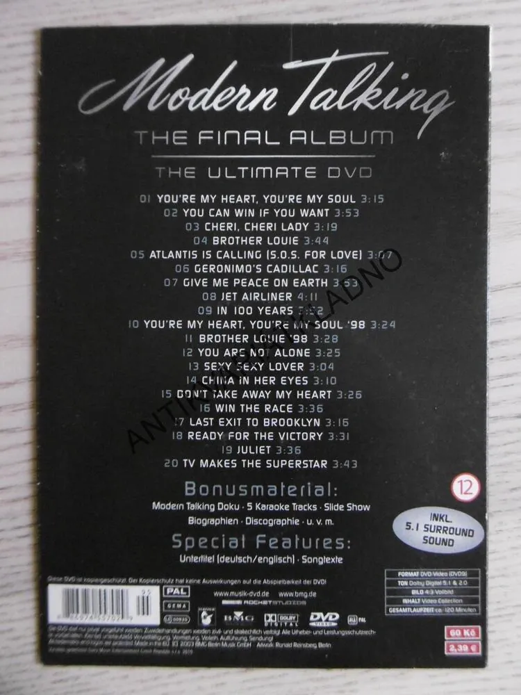 MODERN TALKING, THE FINAL ALBUM, DVD HUDBA