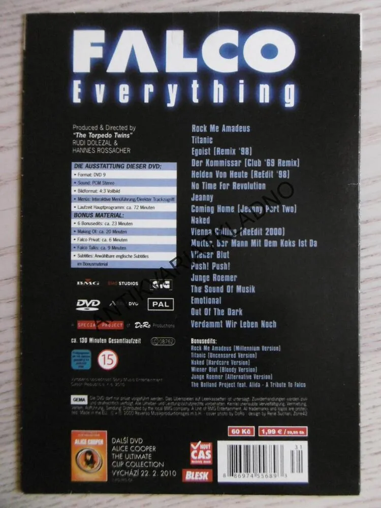 FALCO, EVERYTHING, DVD HUDBA