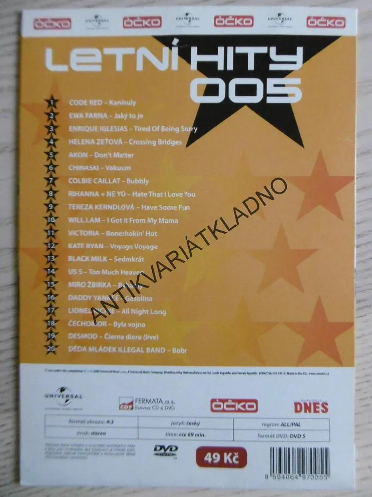 LETNÍ HITY 005, DVD HUDBA