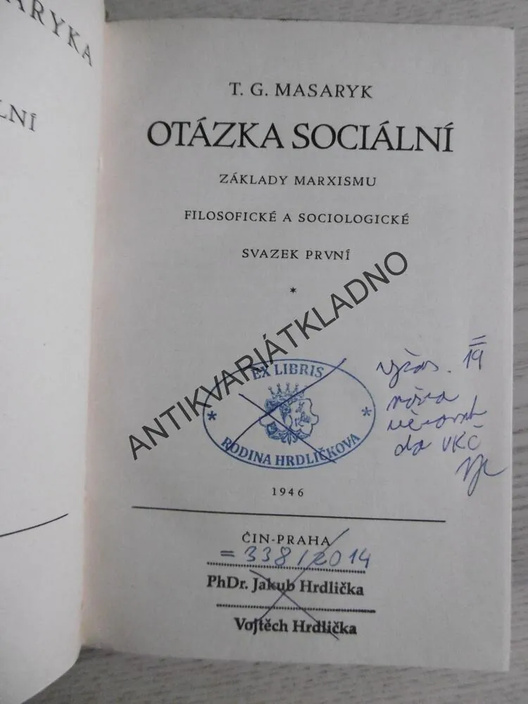 OTÁZKA SOCIÁLNÍ 1-2, TOMÁŠ GARRIGUE MASARYK, **an