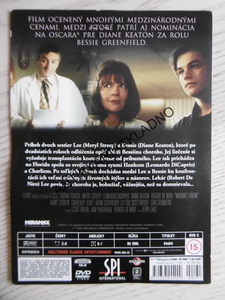 MARVINŮV POKOJ, DVD FILM 