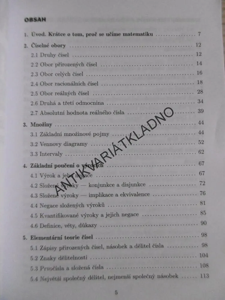 MATEMATIKA PRO GYMNÁZIA, ZÁKLADNÍ POZNATKY Z MATEMATIKY