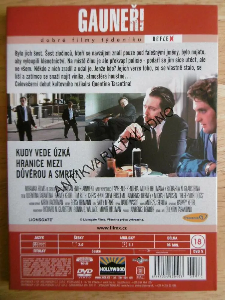 RESERVOIR DOGS, GAUNEŘI, H.KEITL,BUSCEMI, MADSEN, DVD FILM