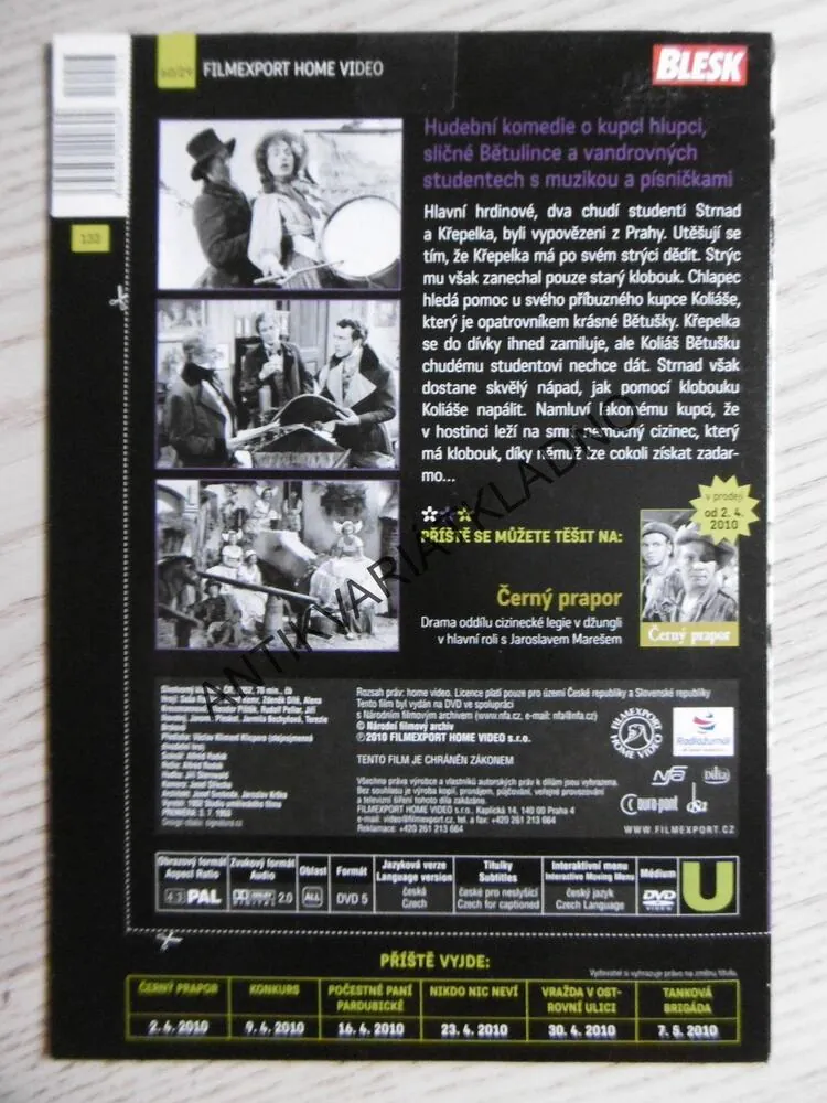 DIVOTVORNÝ KLOBOUK, DVD FILM ČR